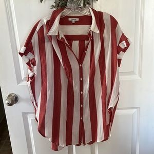 Madewell Red and White Stripe blouse.